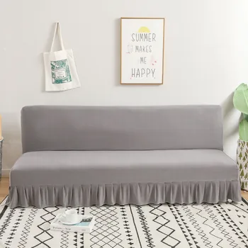

Solid Color Series Sofa Cover With Skirt Edge For Folding Sofa Cover Without Armrest All-inclusive Elastic Slipcover Protector