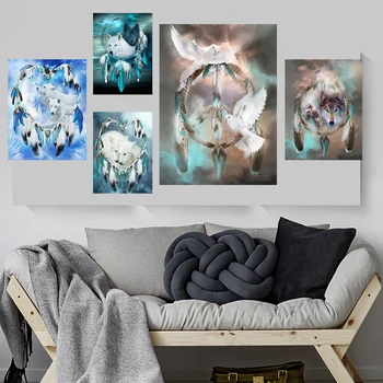 

5 Pcs Animal Wolf Pigeon DIY Diamond Painting Cross Stitch Full Diamond Mosaic Embroidery Sale Living Room Diamond Paintings