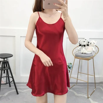 

Pink Nightgown 5XXL Plus Size Lingerie Dress Silk Sleepwear Mini Night Dress Spaghetti Strap Satin Womens Clothing Nighties