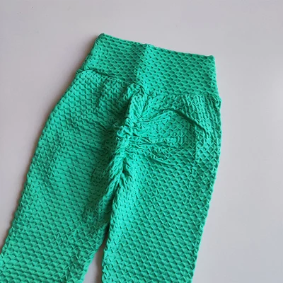 Сетчатые трикотажные штаны для йоги женские с высокой талией, пуш-ап, бесшовные спортивные Леггинсы, колготки для спортзала, быстросохнущие штаны для бега и фитнеса - Цвет: Green
