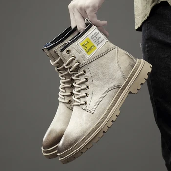 

autumn and winter new men's work shoes fashion thick bottom desert tactical men's boots high quality trend casual shoes non-slip