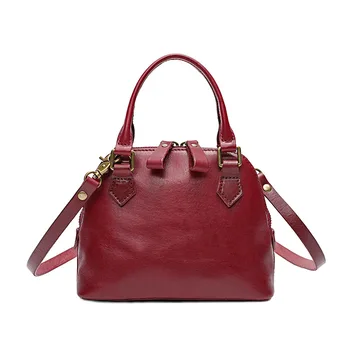 

Vintage Genuine Leather Women's Tan Shell Purse Lady Mini Chic Handbag Authentic Real Cow Skin Female Single Cross Shoulder Bag