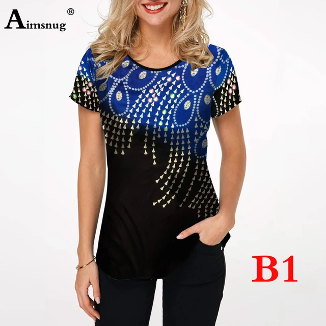 US $6.47 Plus size 4xl 5xl Women Fashion Print Tops Round Neck Short Sleeve Boho Tee shirts 2020 New Summer 