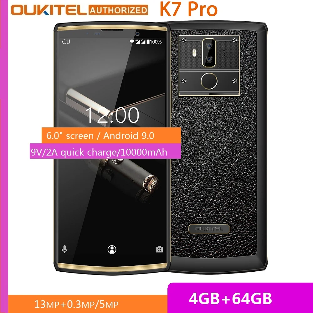  Latest OUKITEL K7 Pro 4G RAM 64G ROM Smartphone Android 9.0 MT6763 Octa Core 6.0