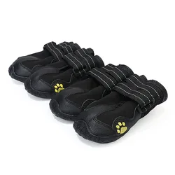 Waterproof Reflective Anti-Slip Dog Boots for Outdoor Adventures - Set of 4 (Black)