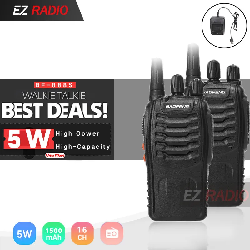 Baofeng-walkie-talkie BF-888S, 888s, UHF, 5W, 400-470MHz, BF888s, BF, 888S, H777, Radio bidireccional barata, con cargador USB, H-777