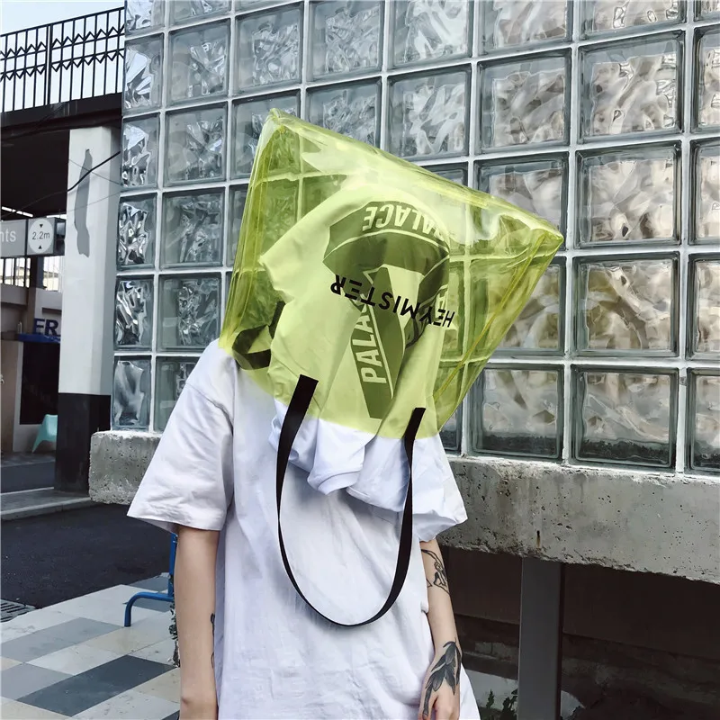 2021 Transparent PVC Handbag beach Shoulder bag Women New Trend Tote Hot Sale Jelly Color Plastic Clear Bag Large capacity