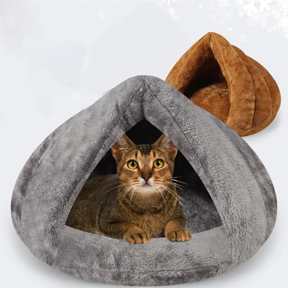 Warm Cat Sleeping Bags Pet Beds Half Cover Winter Nest House Cats Bed For Small Pets 3