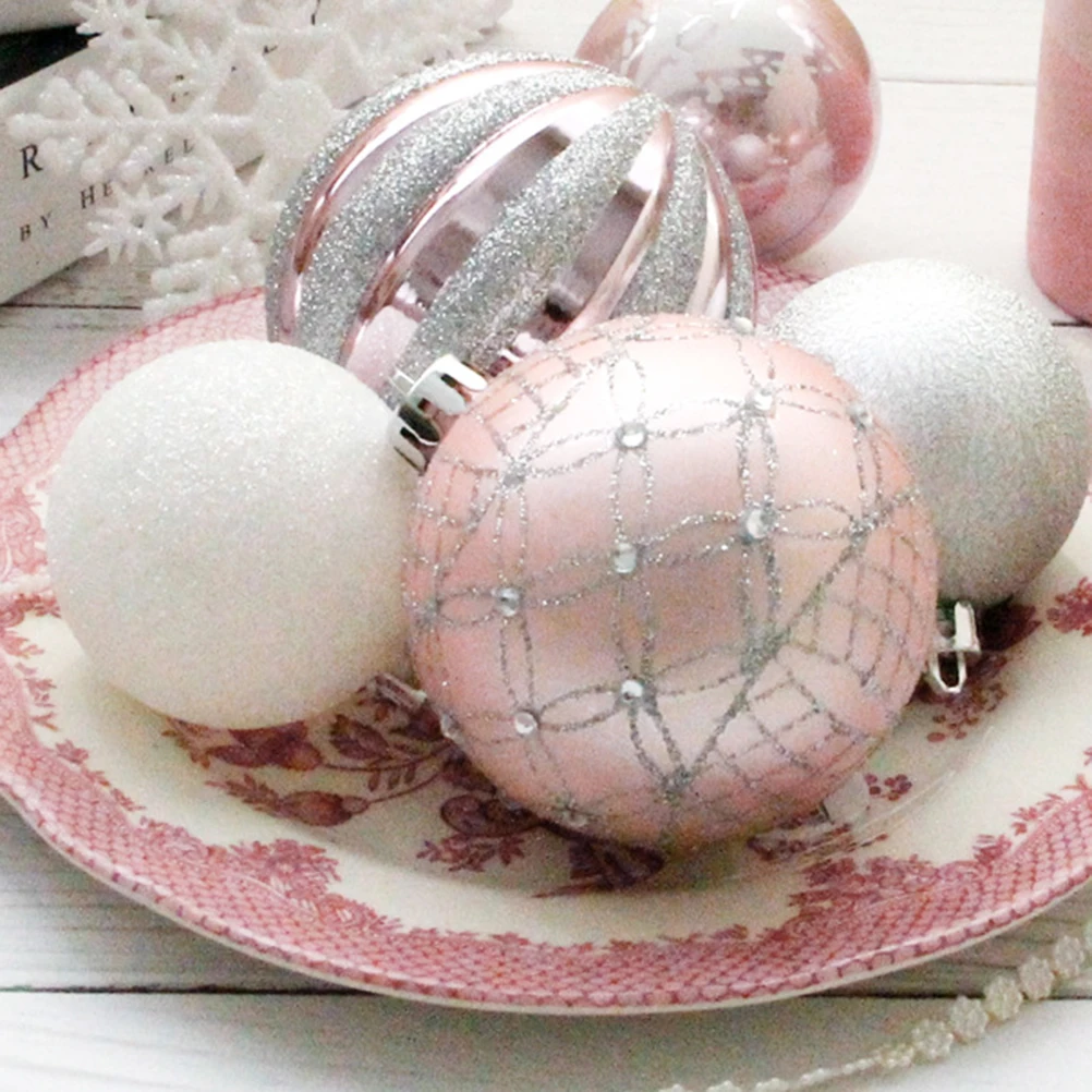 24 шт. шары Измельчить серебро розовый Висячие различные очаровательные рождественские шары для рождественской елки орнамент для магазина офиса дома