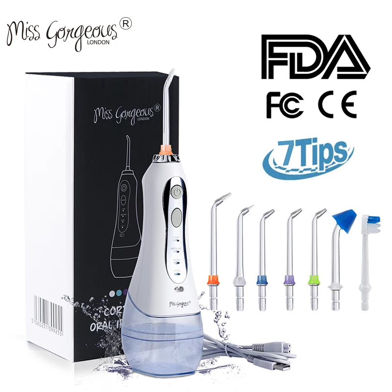 

Miss Gorgeous Portable Oral Irrigator Water Flosser Electric Dental-Flosser USB Charged Rechargeable Teeth Clean 300ML CE FDA FC
