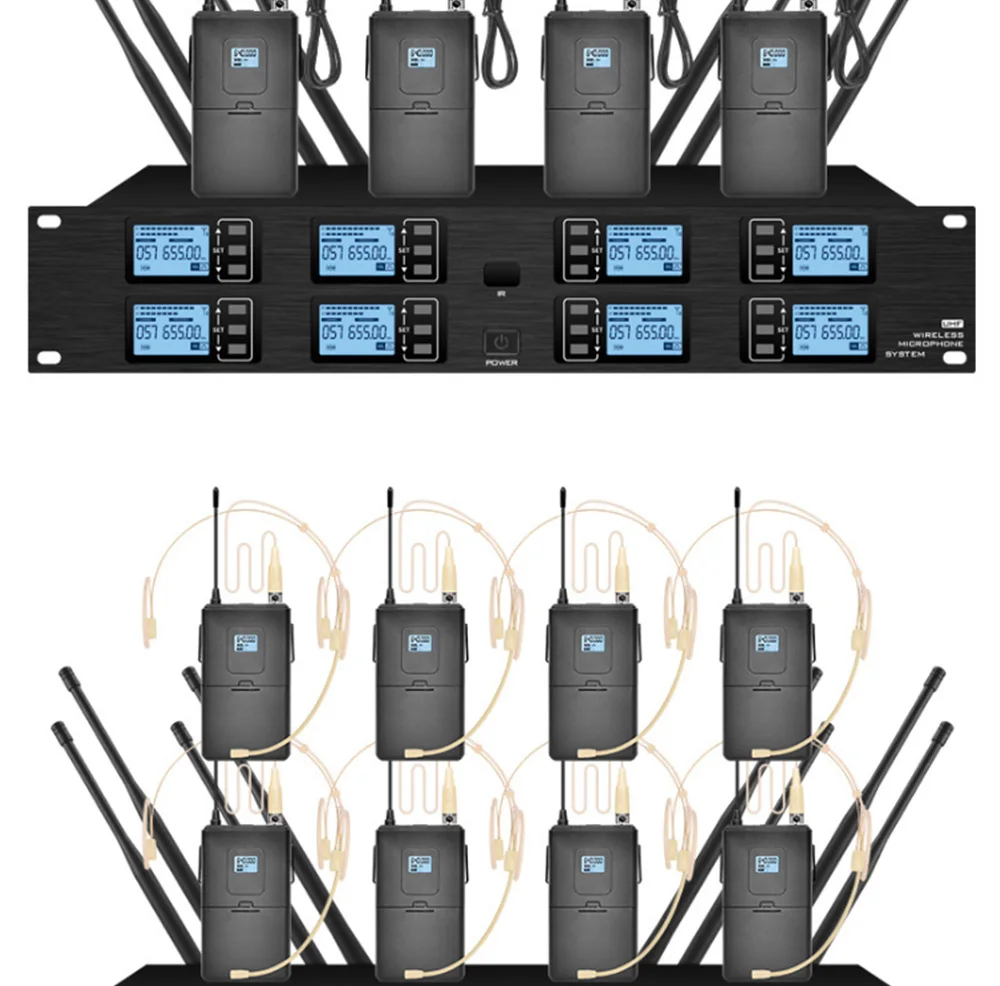 Professional wireless microphone system 8 head-mounted condenser microphones for stage performance microphone wireless