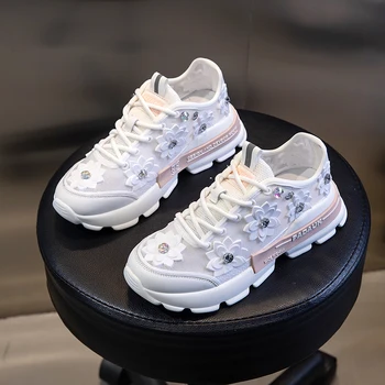

New Sneakers for Women Fashion Flowers Women Shoes White Shoes Mesh Chunky Platform Sneakers Women's Sneakers Zapatos Mujer