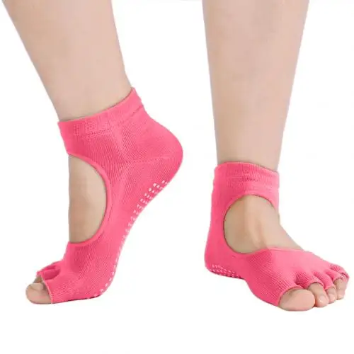Новинка; нескользящие женские носки для йоги с двумя пальцами; дышащие эластичные короткие носки для занятий пилатесом; быстросохнущие танцевальные Тапочки - Цвет: Красный