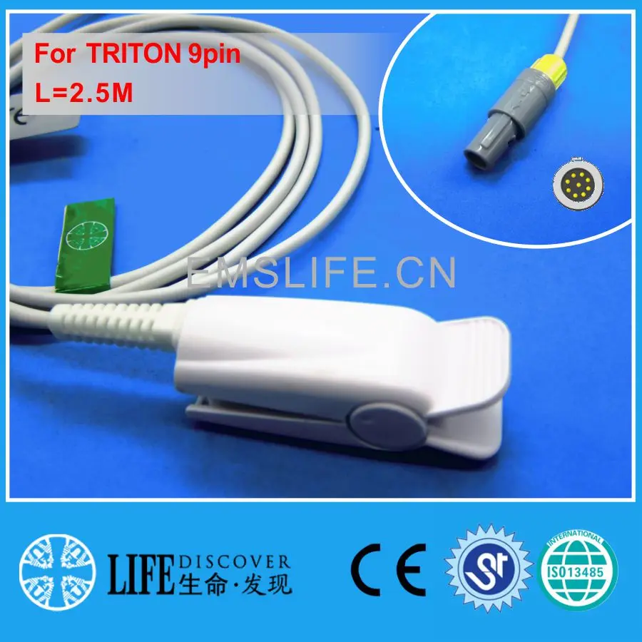 

Long cable NK finger clip spo2 sensor for TRITON 9pin patient monitor