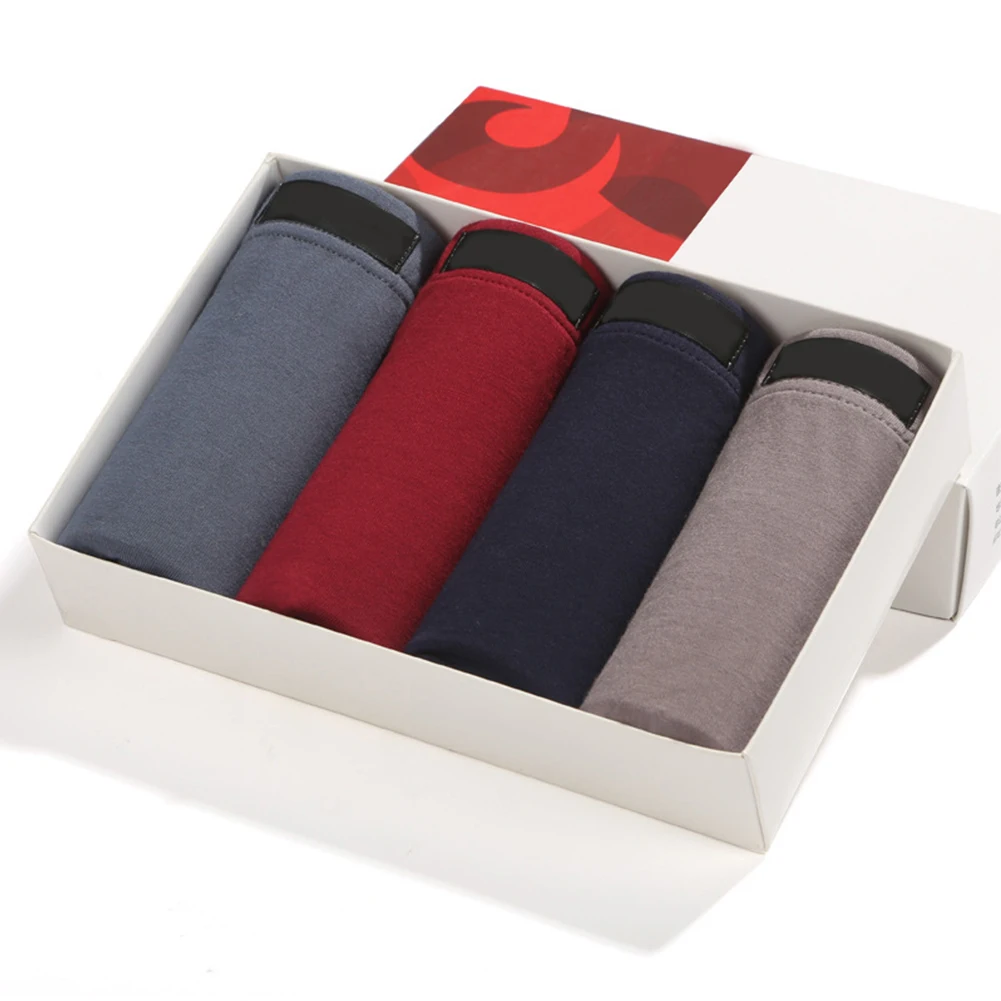 

4pcs/set Gift Modal Mid Waist Shorts Men Briefs Lightweight Underpants Ultrathin Elastic Daily Use Seamless Breathable Boxers