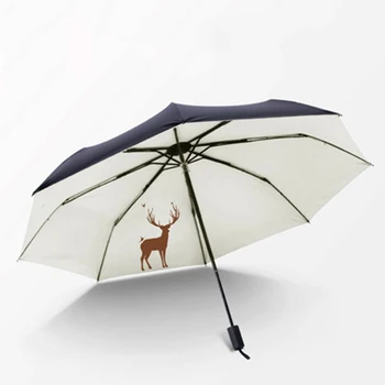 

Mini Umbrella Rain Women Windproof Art Rain Umbrellas Anti UV Three folding Artshade Sun Umbrella Beach QZH008