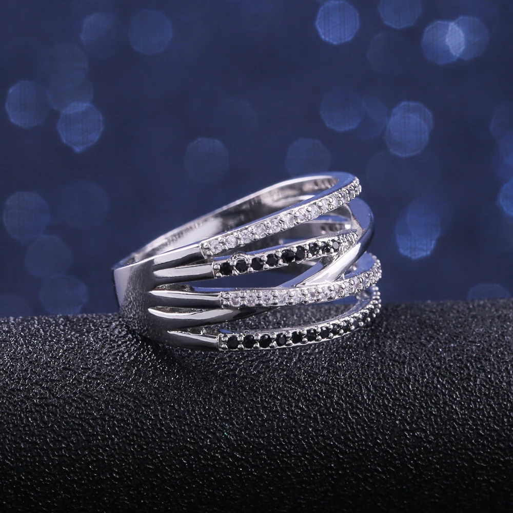 Women Finger Rings With Black&White Stone Micro Paved Huitan Ethnic Style Gift For Women Jewelry Rings womens ring finger rings jewelry rings ring jewelry