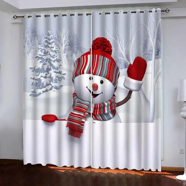 Christmas Curtain Santa Snowman Elk Digital Print Curtain
