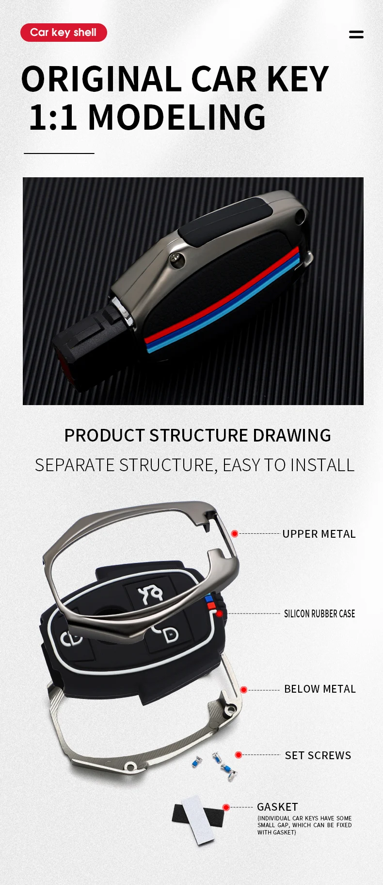 Custodia per chiave A distanza per auto in lega di zinco Shell Fob per Mercedes Benz A B C R classe G GLK GLA CLA W204 W251 W463 W176 accessori - H60546fb72c184a87970b02b713182900v