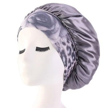 

Head Cover Soft Headwear Wide Band Therapy Night Accessories Hair Flower Print Bonnet Adjustable Elastic Daily Women Sleep Cap