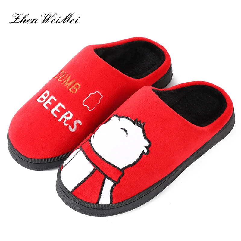 

Winter Warm Indoor Winter Slippers Indoor Bedroom Lovers Faux Plush Floor Shoes Women Home Cute Bear Non-slip Slippers Ladies