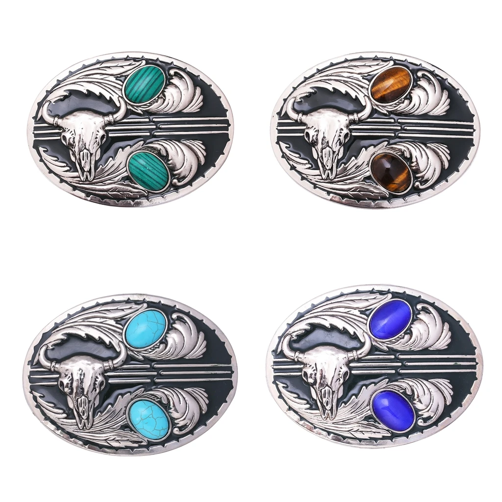 Retro Gem Belt Buckle Indian Tribal Bull Head Rodeo Cowboy Belt Clamp Parts