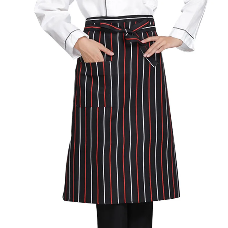 Полупоясной фартук с карманами униформа для повара отеля ресторана официанта фартук для официанток Регулируемый Кухонный повара фартук еда сервис