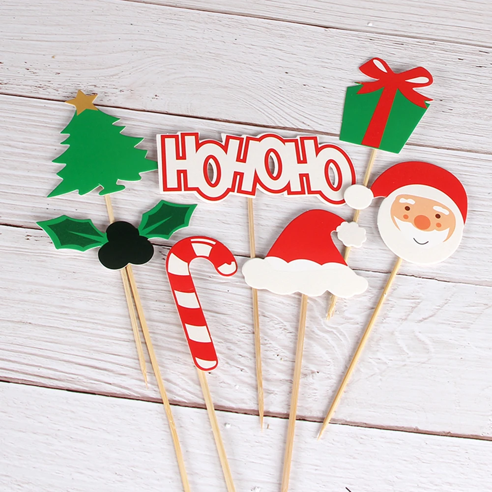 Christmas Cartoon Snowman Elk Tree Cake Topper Kit Birthday Wedding Party Decor Children's Day Party Supplies Lovely Gifts