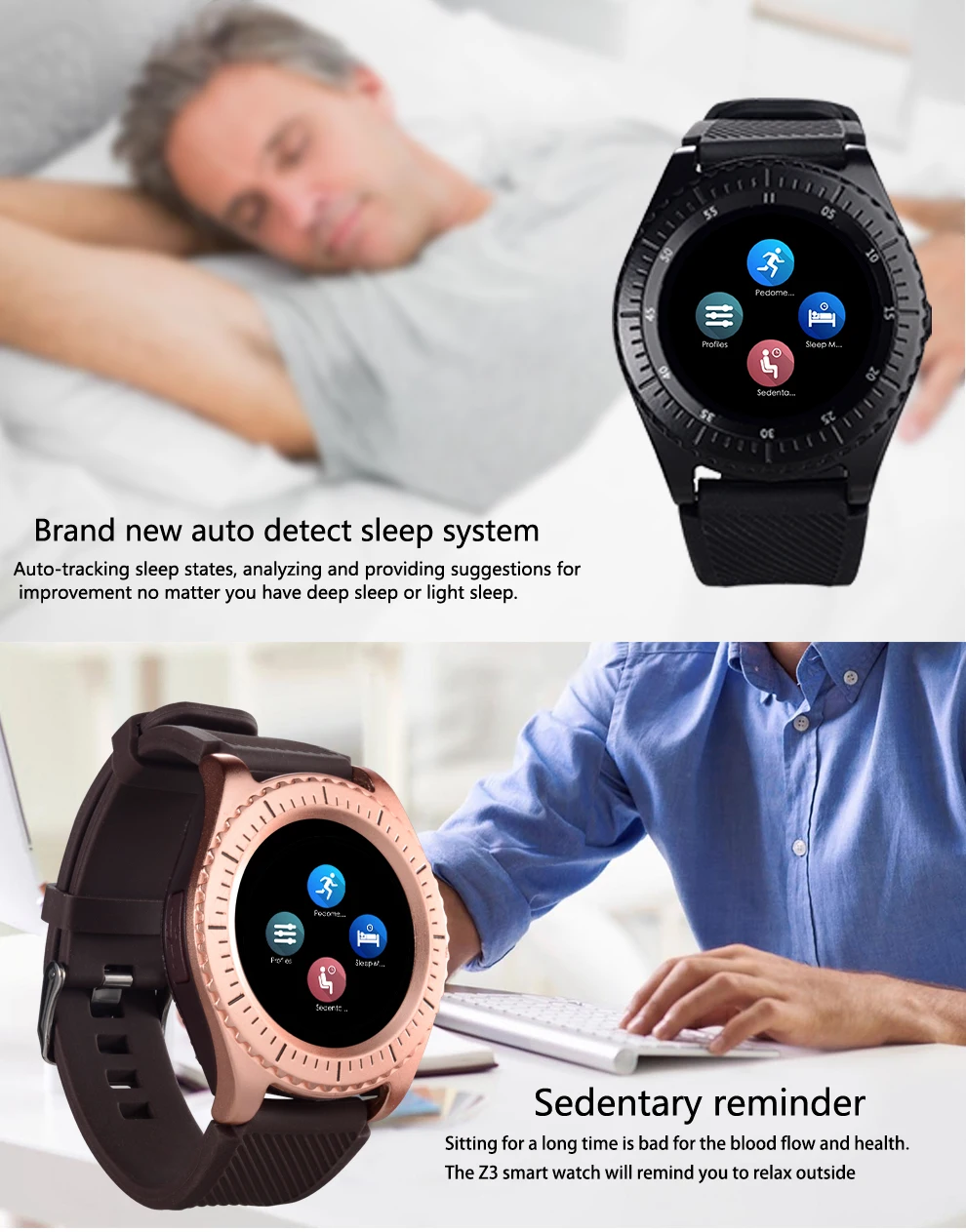 Новейшие Смарт-часы Z3 Bluetooth с сенсорным экраном и кожаным ремешком, наручные часы с камерой, слотом для sim-карты TF для Android PhonePK Y1 V8 A1