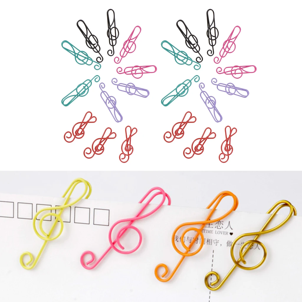 40 Pieces Each Pack Colorful Metal Paper Clips Office Home School Table Organize Tool, CUTE Music Symbol Shape