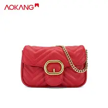 AOKANG/женские шикарные сумочки с клапаном, сумки-мессенджеры из искусственной кожи, женские сумки на плечо, маленькие летние модные золотые цепи, сумки
