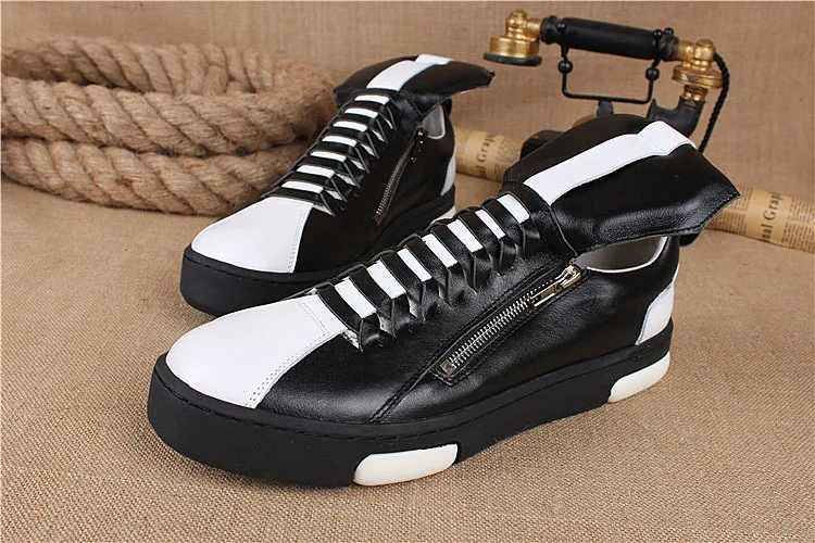 

Europe United low leather men's shoes set foot platform shoes zipper comfortable casual shoes men