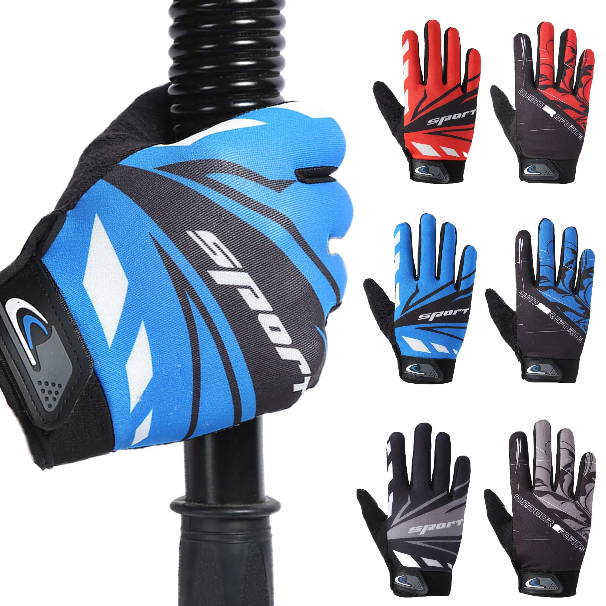 1 par bicicleta MTB bicicleta guantes de Ciclismo de dedo completo-Slip-sudor Gel montar en bicicleta guantes Shock MTB Carretera de montaña guantes deportivos de moto