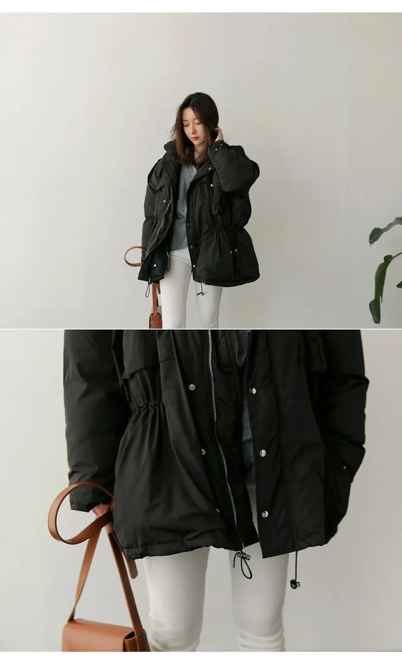 Корейское Женское зимнее плотное однотонное хлопковое пальто с завязками, приталенное пальто, куртка на молнии, верхняя одежда с карманами