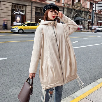 

2020 Winter Korean Style Long Jacket Women Hooded Fashion Cotton Slim Coat Outwear Warm Parkas