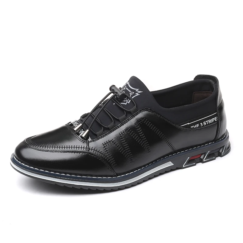 ZUNYU/мужские туфли из натуральной кожи высококачественные модные удобные мужские туфли с эластичным ремешком Большие размеры 38-48 - Цвет: black