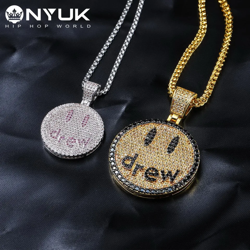NYUK Новое поступление хип хоп ювелирные изделия рисованная улыбающееся лицо CZ