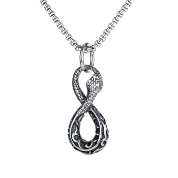 

European and American Punk Wind 8-word Viper Pendant Personality Street Men's Titanium Steel Necklace Wholesale Gb1730.