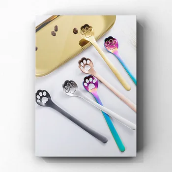 

1 Pcs Cute High quality Gold Cat claw Mini Creative Coffee Stainless Steel Spoon Gift Cake Stirring Sugar Soup Dessert Teaspoon