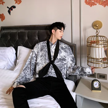 

Shirt-Jacket-Itself-Men's-Stranger-Things-Streetwear-Hip-Hop-Party-Dress-Camisa-Masculina-Have-A-Tie-Gentleman-Nightclub