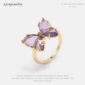 

New Style-Style Gold Plated Rings Copper Jewelry Ring Butterfly Ring