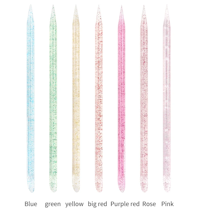 100Pcs Reusable Crystal Stick Double End Nail Art Cuticle Pusher Cuticle Remover Tool Pedicure Care Nails Manicures Dotting Tool 2