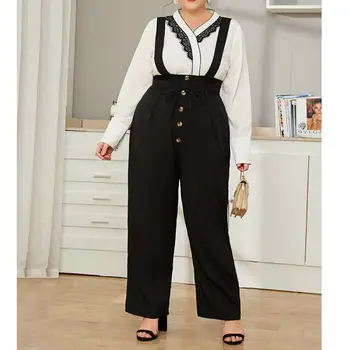 

Hot Fashion Women Girls Loose Solid Jumpsuit Strap Dungaree Harem Trousers Ladies Overall Pant Casual Playsuits Plus Size XL-4XL