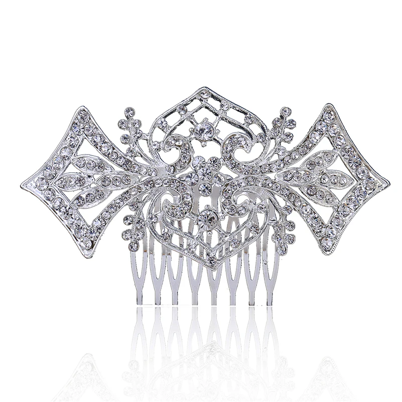 Linglewei New Hair Accessories Bridal Comb heart diamond insert comb fashion alloy headdress |