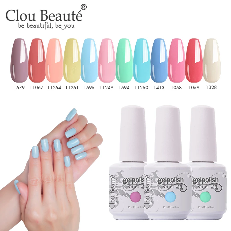 Reducido Clou Beaute Gel de esmalte de uñas 439 colores lakiery hybrydowe UV esmalte Gel semi permanente uv capa superior LED UV conjunto de esmaltes de uñas de Gel 85ZXlOnEX