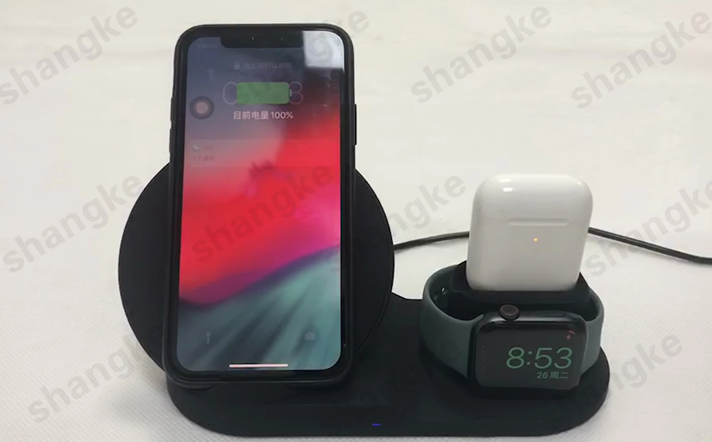 Беспроводная зарядная подставка 3 в 1 для Apple Watch и AirPods Pro Qi быстрая Беспроводная зарядная станция совместима с iPhone 11