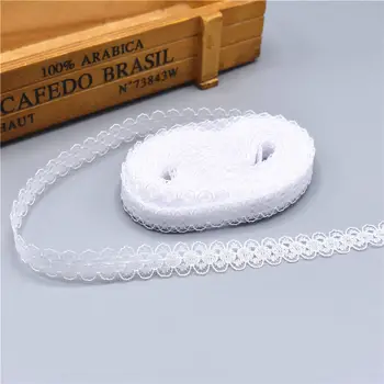 

Beautiful 10 Yards/Lot White Lace Ribbon Tape 14MM Quality Lace Trim Embroidered Lace For Sewing Decoration african lace fabric