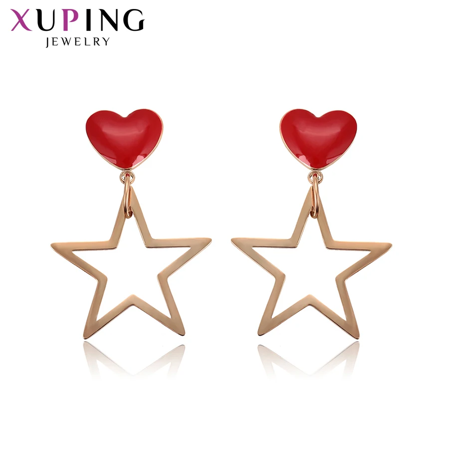 Ювелирные изделия Xuping изысканные серьги-капли в форме звезды розового и золотого