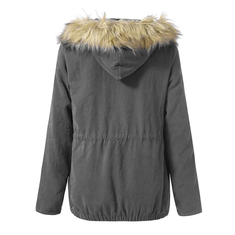 Wo Новая мода размера плюс Толстая зимняя теплая Военная Униформа куртка с капюшоном повседневное меховое пальто Верхняя одежда Пальто N16