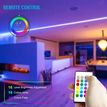 

LED Strip Lights 16.4ft, RGB 5050 LEDs Color Changing Kit with 24key Remote Control and Power Supply, Mood Lighting Led Strips f